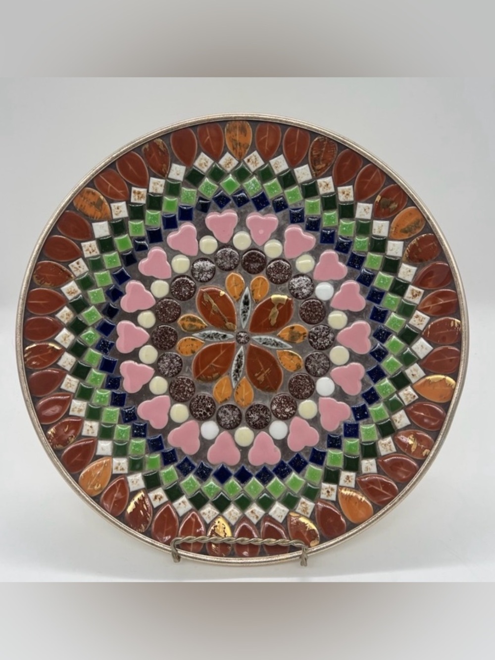 Vintage Mosaic Tile Tray Plate Dish Serving Display Decor Japan 11.5”